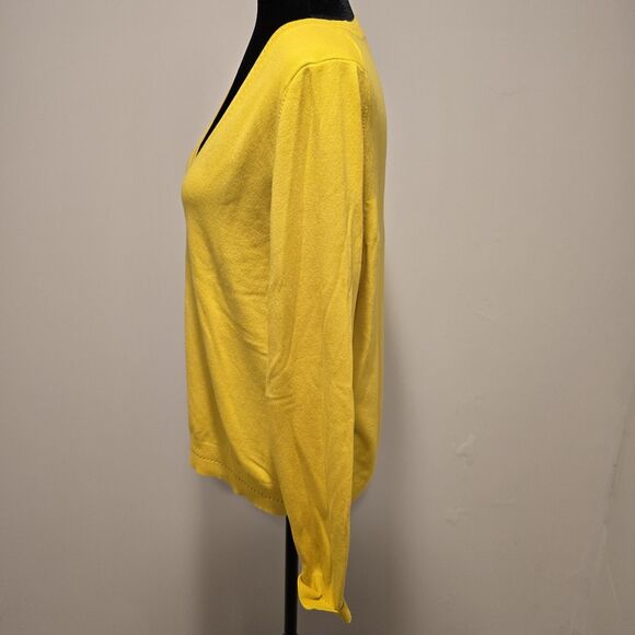 Boden V Neck Sweater Cotton Blend Large Womens Lightweight Yellow Spring Preppy - Picture 5 of 10